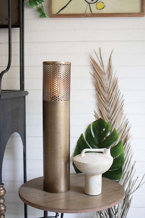 BRASS CYLINDER TABLE LAMP