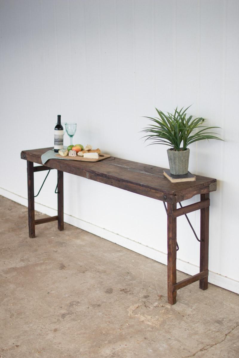 WOODEN FOLDING CONSOLE TABLE