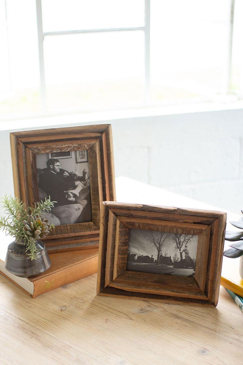 SET OF TWO RECYCLED WOOD PHOTO FRAMES - NATURAL