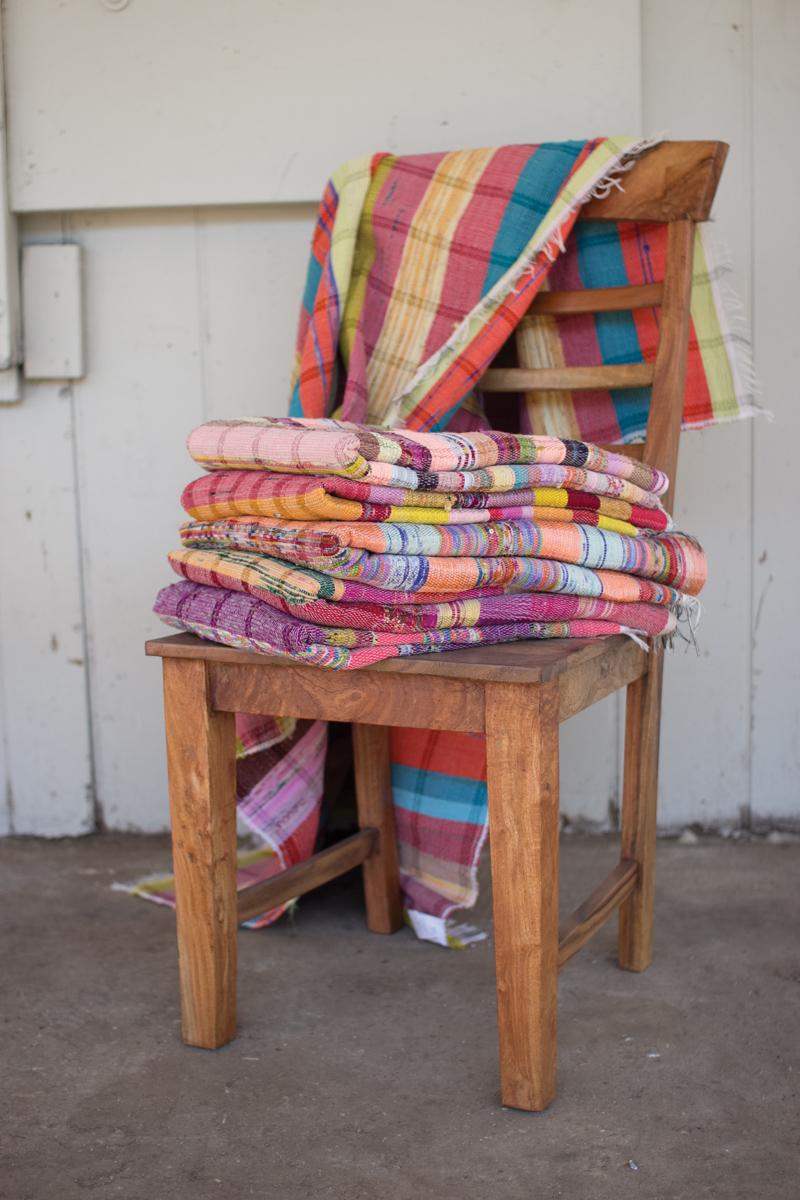 SET OF SIX ASSORTED RECYCLED COTTON THROWS