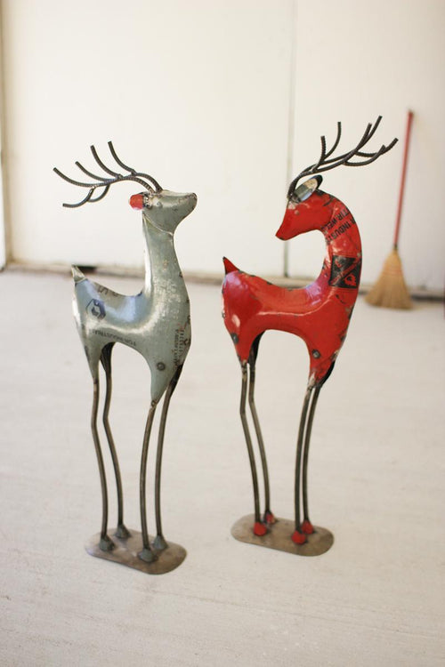 SET OF TWO RECYCLED IRON DEER