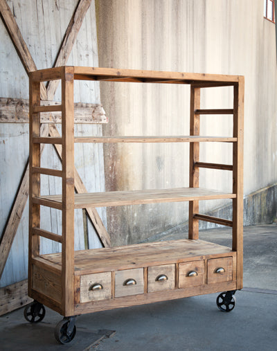 Vintage Style Rolling Factory Shelves