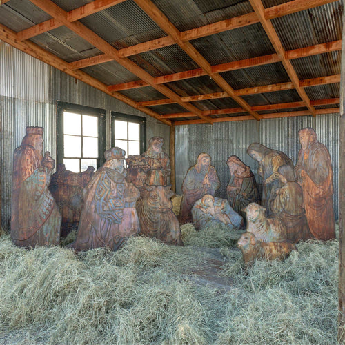 Antique Metal Nativity Display Set of 12
