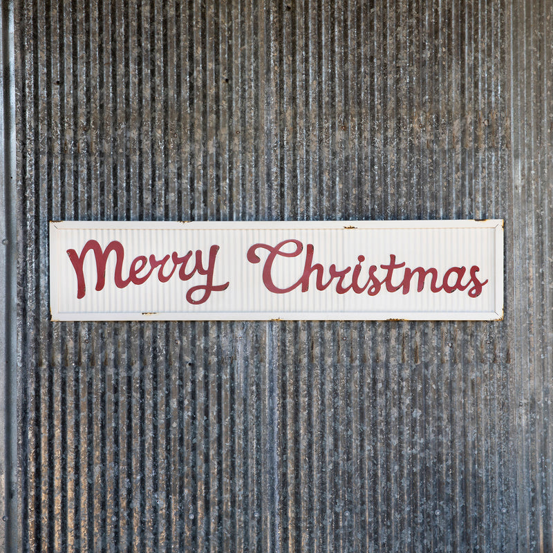 Corrugated Metal Merry Christmas Sign