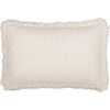 Burlap Antique White Pillow w/ Fringed Ruffle 14x22