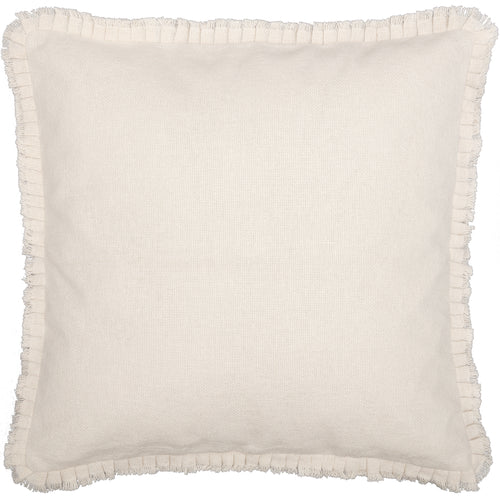 Burlap Antique White Fabric Euro Sham w/ Fringed Ruffle 26x26