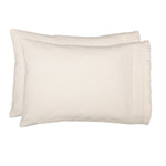 Burlap Antique White Pillow Case w/ Fringed Ruffle Set of 2