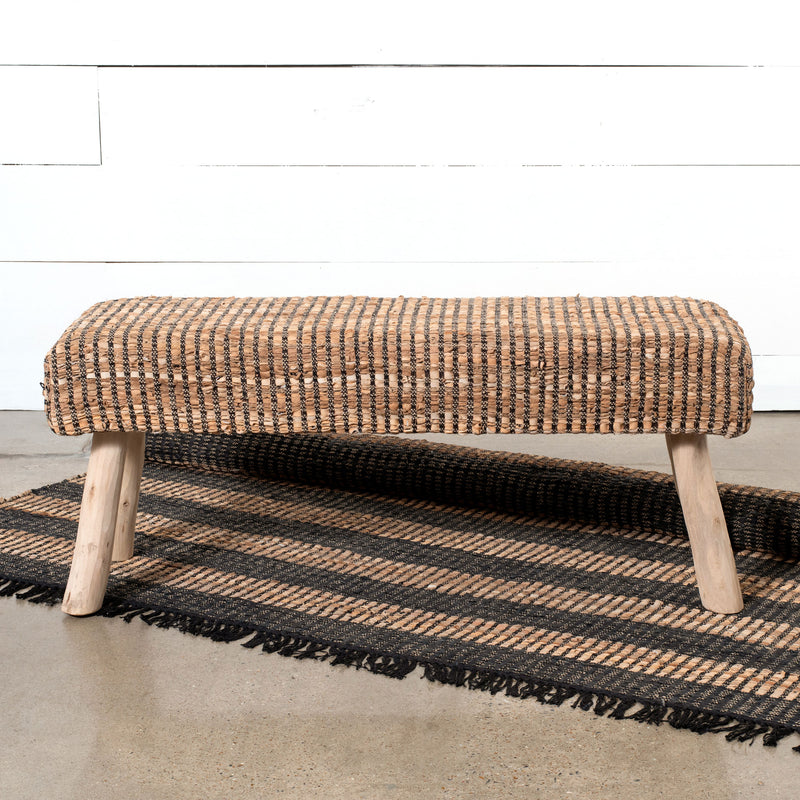 Woven Recycled Leather Bench
