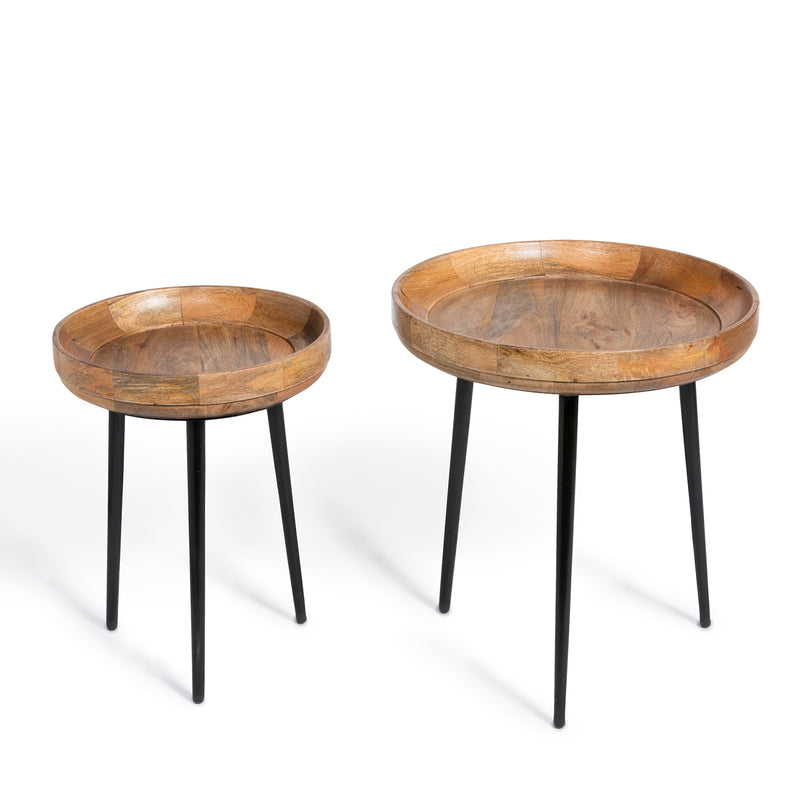 Nested Wood and Iron Occasional Tables