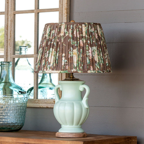 Ceramic Table Lamp With Vintage Rose Pleated Shade
