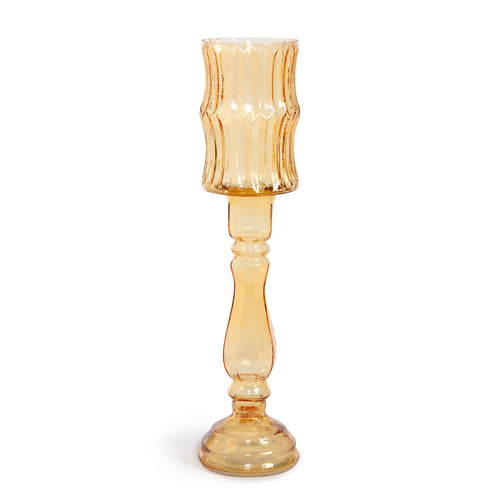 Maybelle Amber Glass Candle Holder Tall