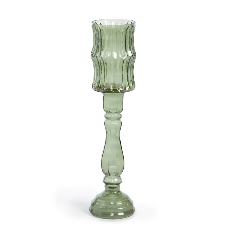 Maybelle Green Glass Candle Holder Tall