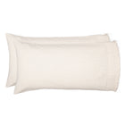 Burlap Antique White Pillow Case w/ Fringed Ruffle Set of 2