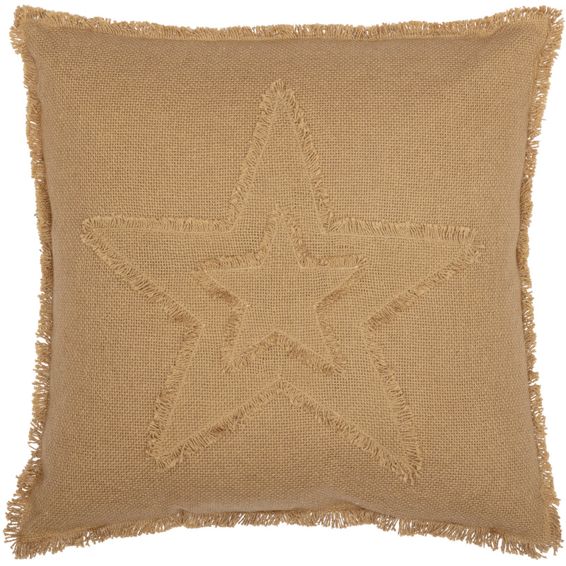 Burlap Natural Star Pillow 18x18